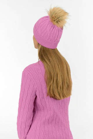 Greta Margot Knit Waterproof Bobble Hat - Pop Pink