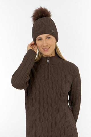 Greta Margot Knit Waterproof Bobble Hat - Cocoa Powder