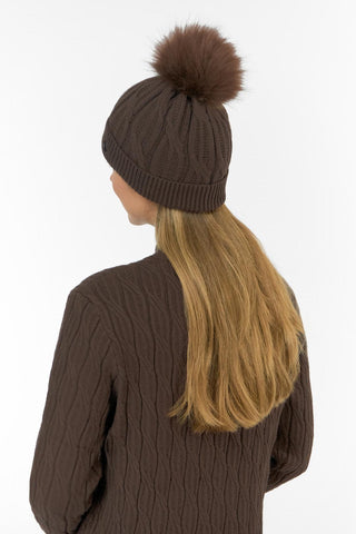 Greta Margot Knit Waterproof Bobble Hat - Cocoa Powder