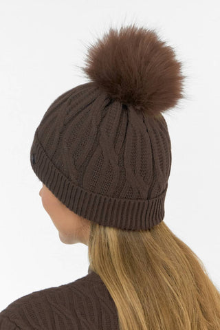Greta Margot Knit Waterproof Bobble Hat - Cocoa Powder