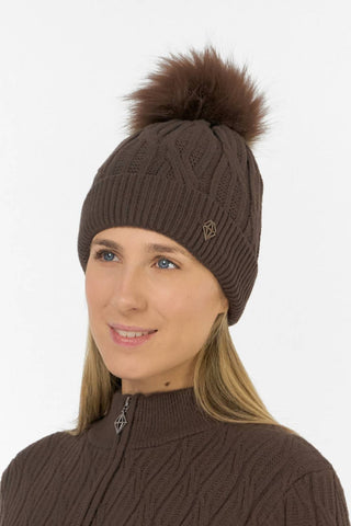 Greta Margot Knit Waterproof Bobble Hat - Cocoa Powder