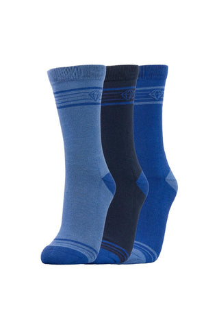3 Pack Tricia Crew Socks - Blue & Navy