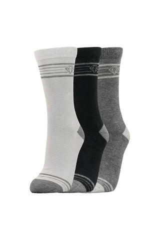 3 Pack Tricia Crew Socks - Black, White & Grey