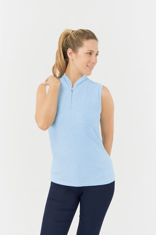 Valley Sleeveless Ladies Golf Polo Shirt - Pale Blue