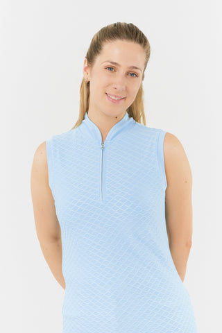 Valley Sleeveless Ladies Golf Polo Shirt - Pale Blue