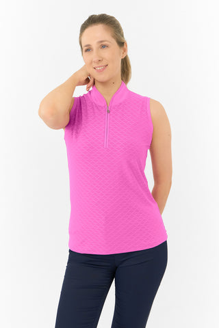 Valley Sleeveless Ladies Golf Polo Shirt - Azalea