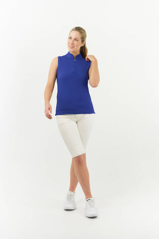 Pure Golf Jasmine Sleeveless Golf Polo Shirt - Bluebell