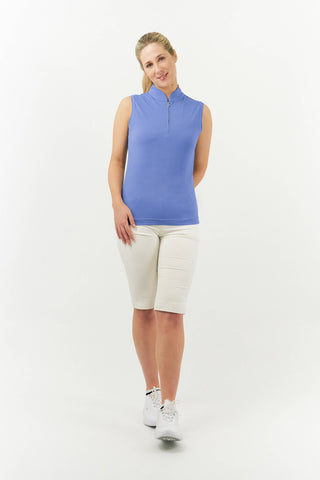 Pure Golf Jasmine Sleeveless Golf Polo Shirt - Cornflower