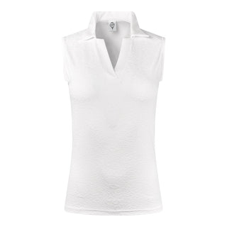 Christy Jacquard Sleeveless Polo Shirt - White