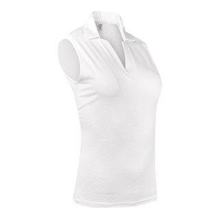 Christy Jacquard Sleeveless Polo Shirt - White