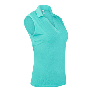 Christy Jacquard Sleeveless Ladies Golf Polo Shirt - Ocean