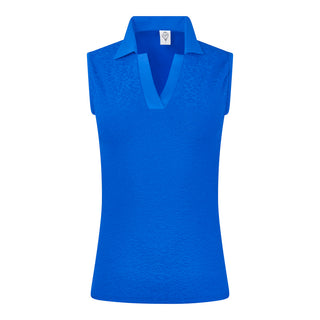 Christy-Jacquard Sleeveless Polo Shirt - Royal Blue