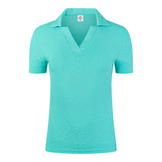 Christy-Jacquard Short Sleeve Polo Shirt - Ocean