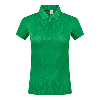 Freya-Jacquard Short Sleeve Polo Shirt - Emerald