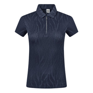 Freya-Jacquard Short Sleeve Ladies Golf Polo Shirt - Navy