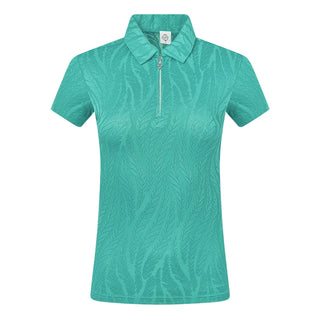 Freya-Jacquard Short Sleeve Polo Shirt - Ocean