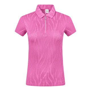 Freya-Jacquard Short Sleeve Polo Shirt - Azalea