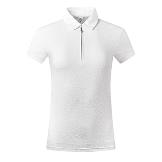 Rebecca-Jacquard Ladies Golf Short Sleeve Polo Shirt - White