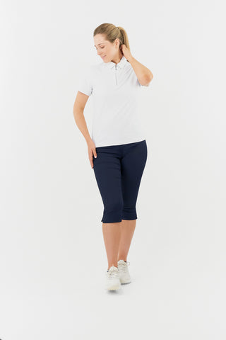 Rebecca-Jacquard Ladies Golf Short Sleeve Polo Shirt - White