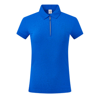 Rebecca-Jacquard Short Sleeve Polo Shirt - Royal Blue