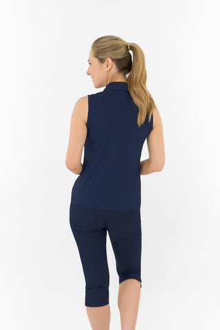 Rebecca Lily PWP Sleeveless Polo Golf Shirt - Navy