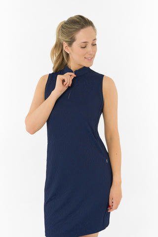 Sabrina Textured Sleeveless Dress - Navy