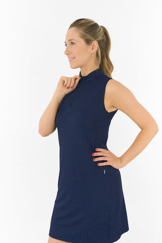 Sabrina Textured Sleeveless Dress - Navy