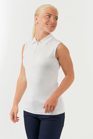 Thrive Ladies Sleeveless Golf Polo Shirts - White