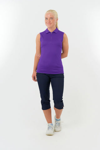 Pure Golf Thrive Ladies Sleeveless Golf Polo Shirts - Purple