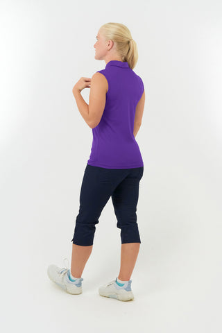 Pure Golf Thrive Ladies Sleeveless Golf Polo Shirts - Purple