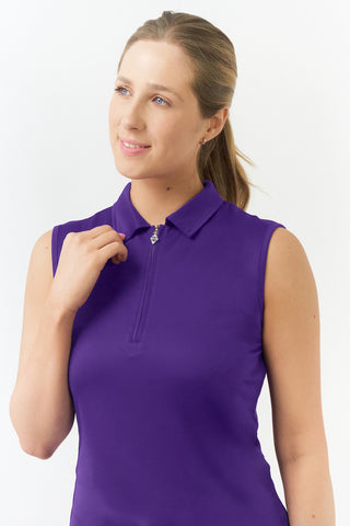 Pure Golf Thrive Ladies Sleeveless Golf Polo Shirts - Purple