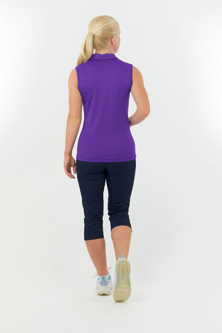 Pure Golf Thrive Ladies Sleeveless Golf Polo Shirts - Purple