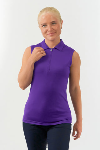 Pure Golf Thrive Ladies Sleeveless Golf Polo Shirts - Purple