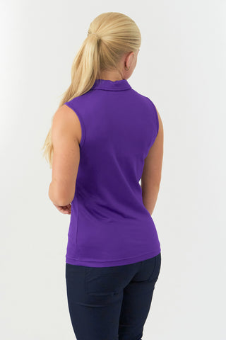 Pure Golf Thrive Ladies Sleeveless Golf Polo Shirts - Purple