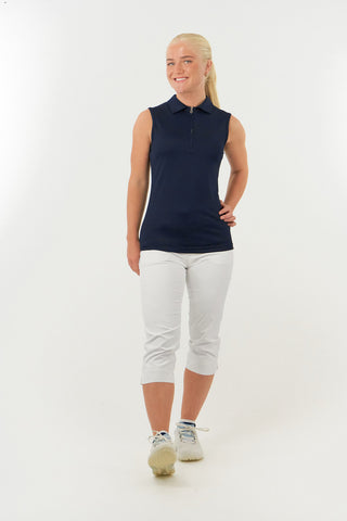 Pure Golf Thrive Ladies Sleeveless Golf Polo Shirts - Navy