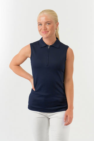 Pure Golf Thrive Ladies Sleeveless Golf Polo Shirts - Navy