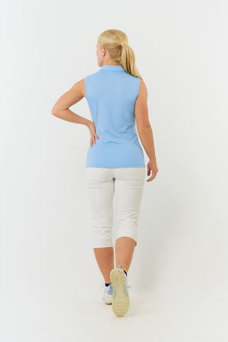 Pure Golf Thrive Ladies Sleeveless Golf Polo Shirts - Pale Blue