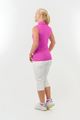 Thrive Ladies Sleeveless Golf Polo Shirts - Azalea Pink