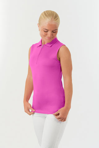 Pure Golf Thrive Ladies Sleeveless Golf Polo Shirts - Azalea Pink