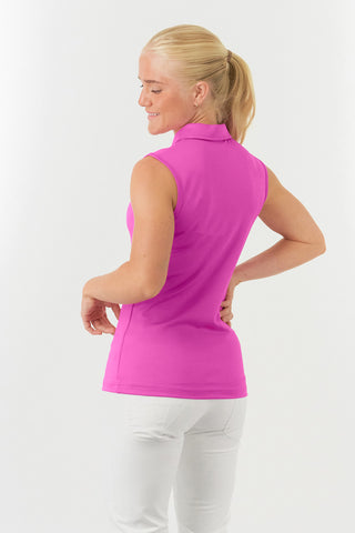 Pure Golf Thrive Ladies Sleeveless Golf Polo Shirts - Azalea Pink