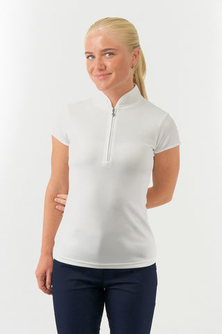 Pure Golf Bloom Ladies Cap Sleeve Polo Shirt - White