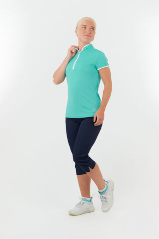 Bloom Ladies Cap Sleeve Polo Shirt - Ocean Blue