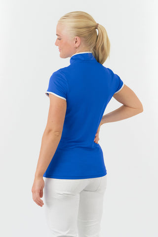 Pure Golf Bloom Cap Sleeve Womens Golf Polo Shirts  - Royal Blue