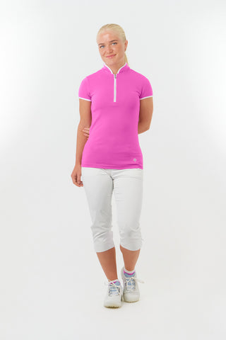 Bloom Cap Sleeve Womens Golf Polo Shirts - Azalea