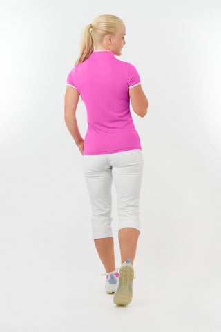 Pure Golf Bloom  Cap Sleeve Womens Golf Polo Shirts - Azalea