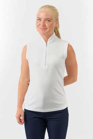 Pure Golf Bloom Ladies Sleeveless Golf Polo Shirt - White