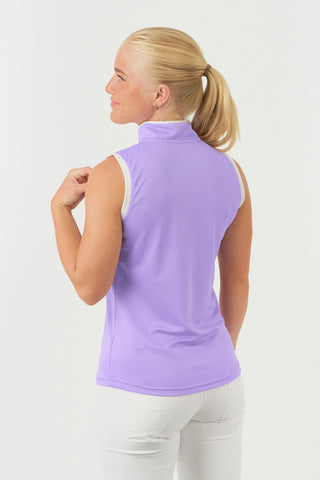 Pure Golf Bloom Ladies Sleeveless Golf Polo Shirt - Lilac