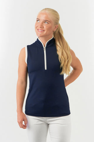 Bloom Ladies Sleeveless Golf Polo Shirt - Navy