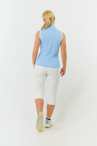 Pure Golf Bloom Ladies Sleeveless Golf Polo Shirt - Pale Blue