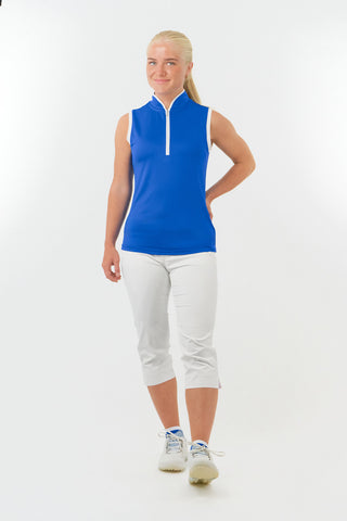 Pure Golf Bloom Ladies Sleeveless Golf Polo Shirt -Royal Blue